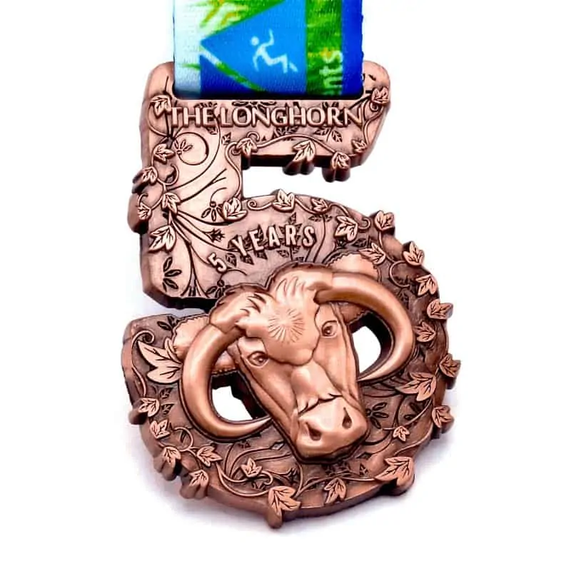 Longhorn cobre antiguo medallas a medida