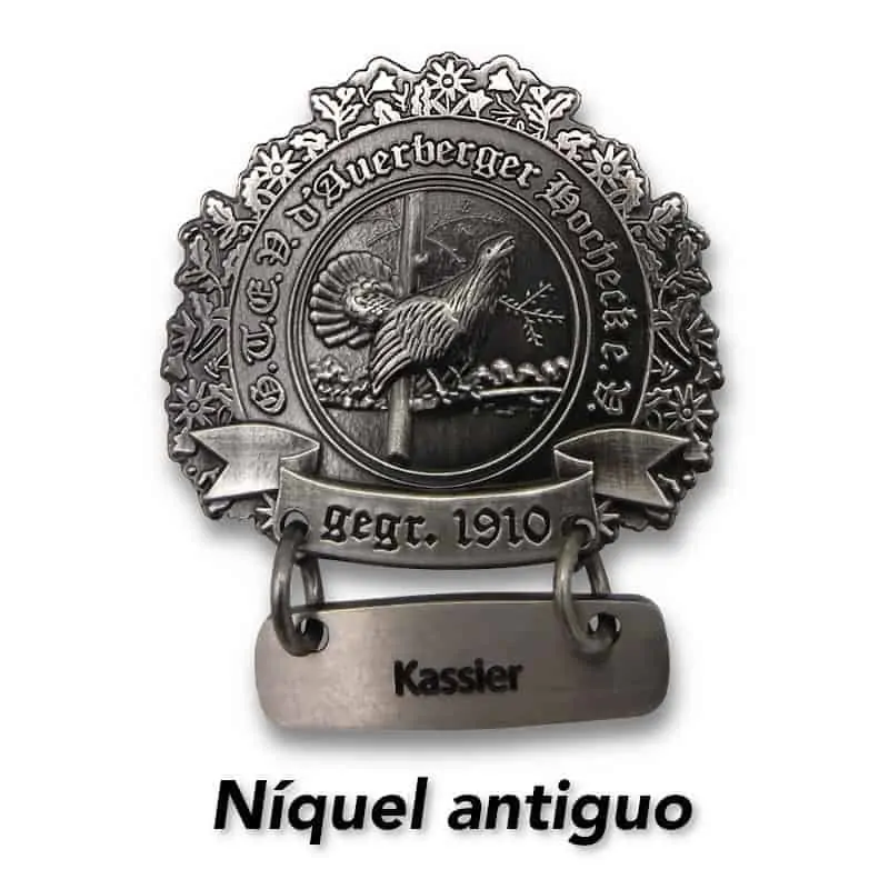 Aurberger níquel antiguo pins personalizados