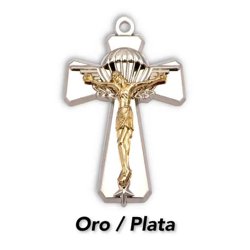 Crucifix oro-plata pins personalizados