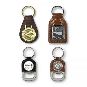 Llaveros personalizados de cuero y metal